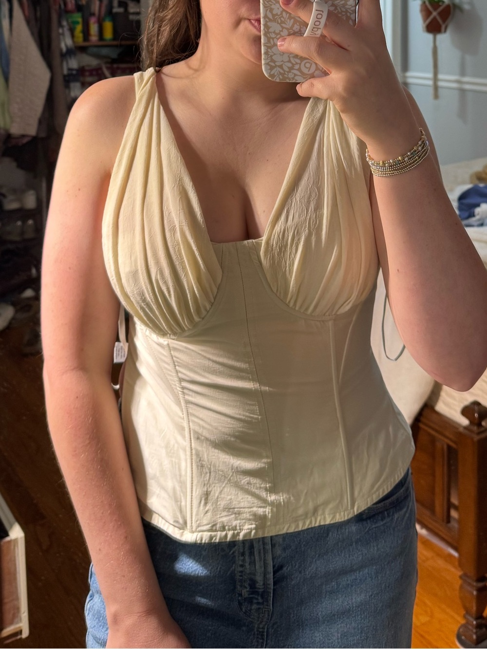 Fore Cream Draped Bust Corset Top